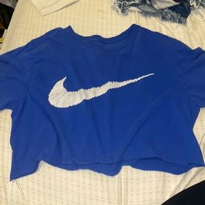 blue nike crop top